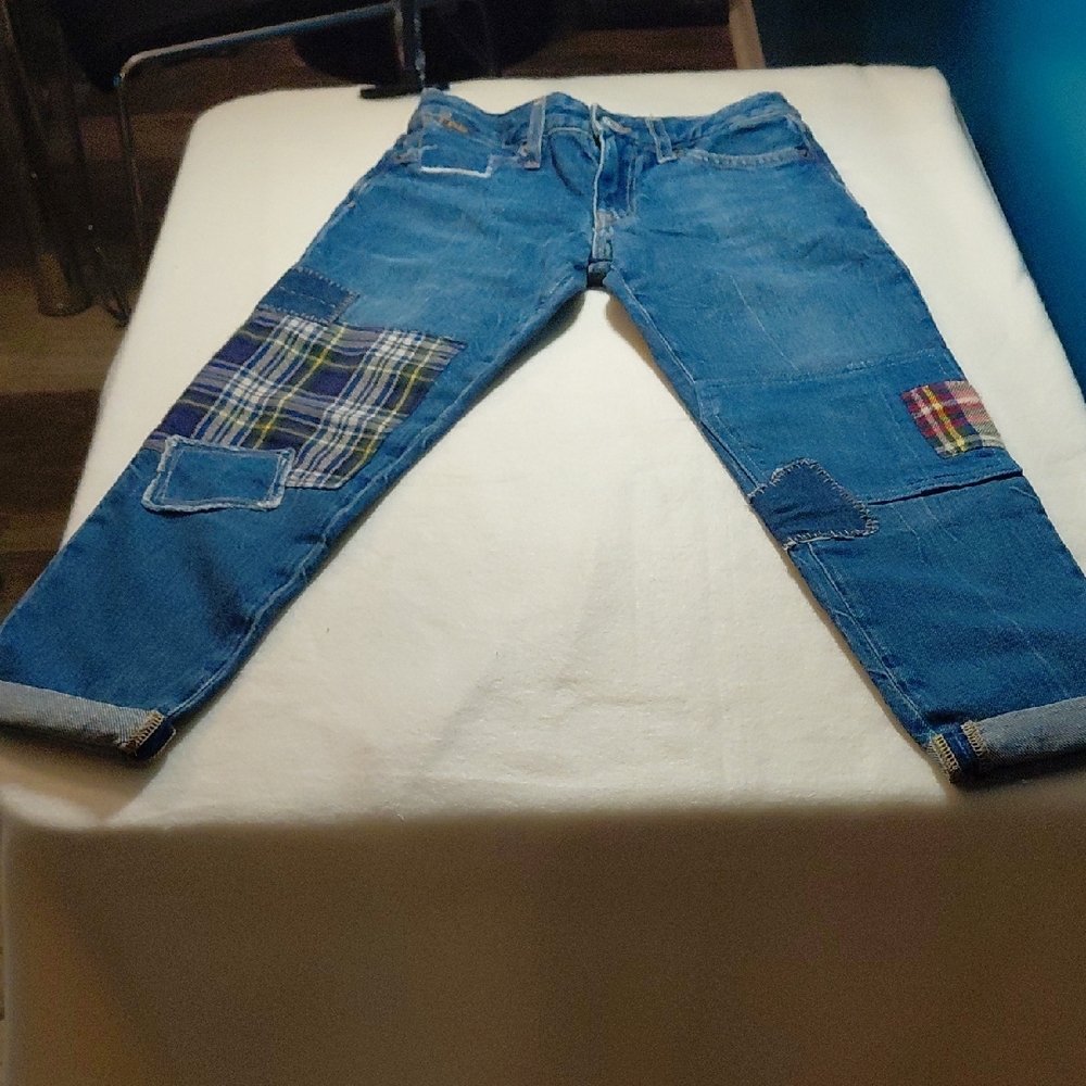 NWT, Ralph Lauren Polo Astor Slim Boyfriend, Patchwork Jean, Girls Size 7